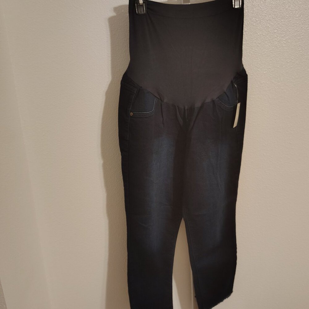 a:glow Women's Maternity Denim Jeans Capri Size 18 NWT Full Coverage Belly Band